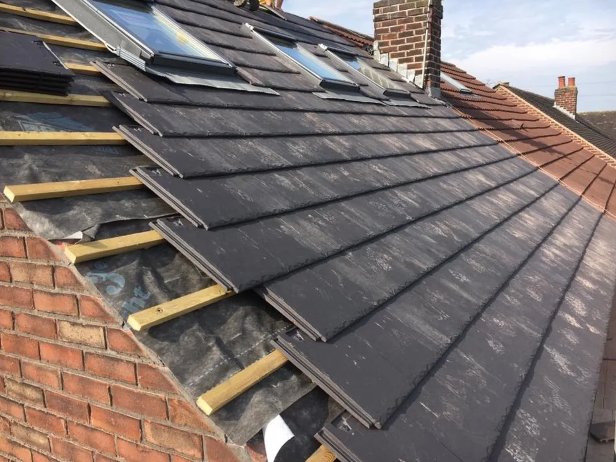 Slate effect re roof with roof windows